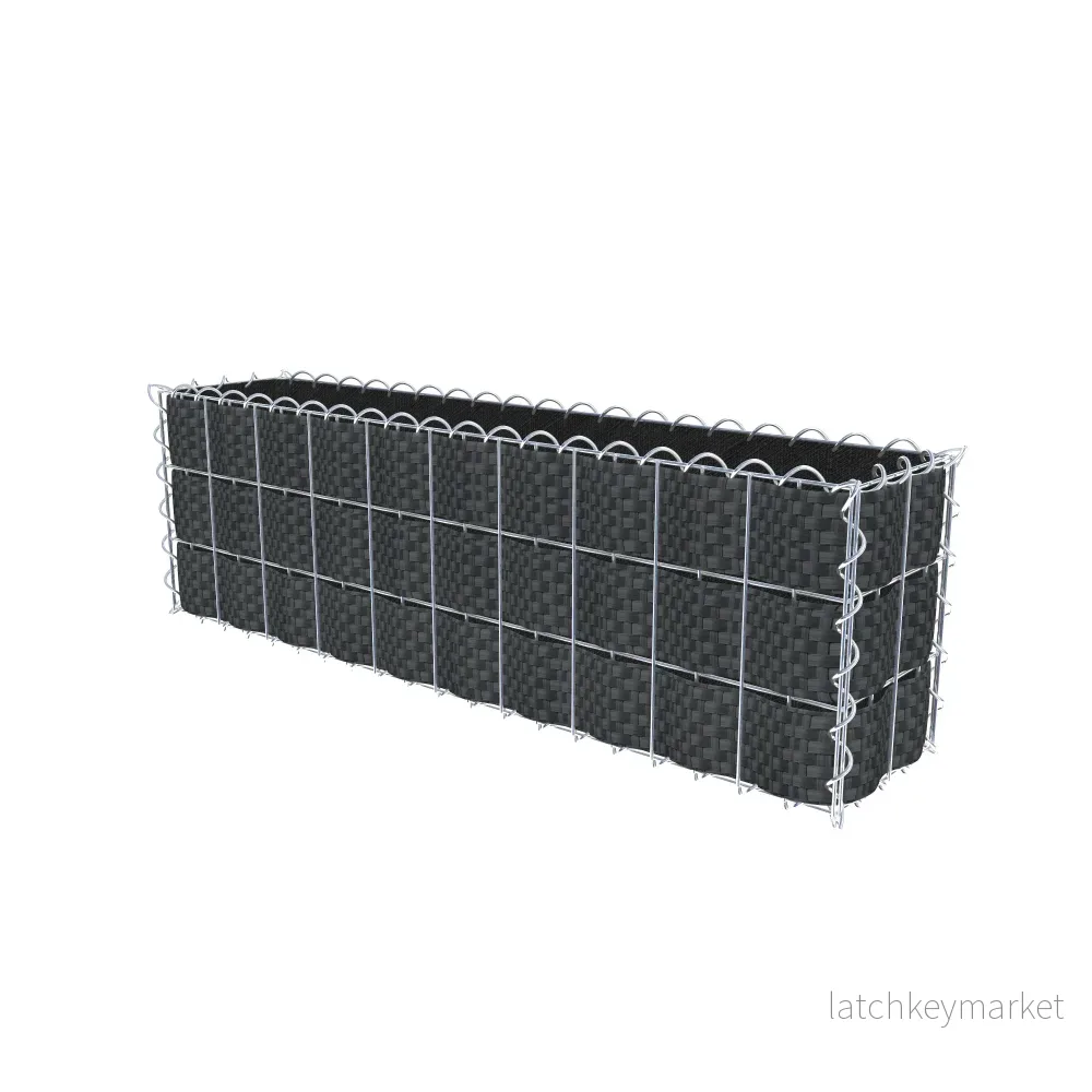 Grön gabion med fleece & insynsskydd 100 cm x 30 cm x 20 cm (L x H x D), maskstorlek 5 cm x 10 cm, spiral - Bild 2