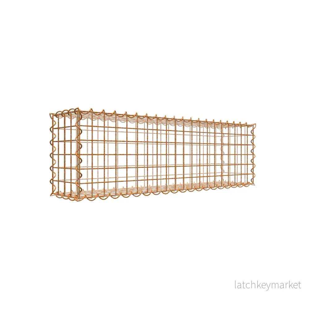 Rostig gabion 100 cm x 30 cm x 20 cm (L x H x D), maskstorlek 5 cm x 5 cm, spiral
