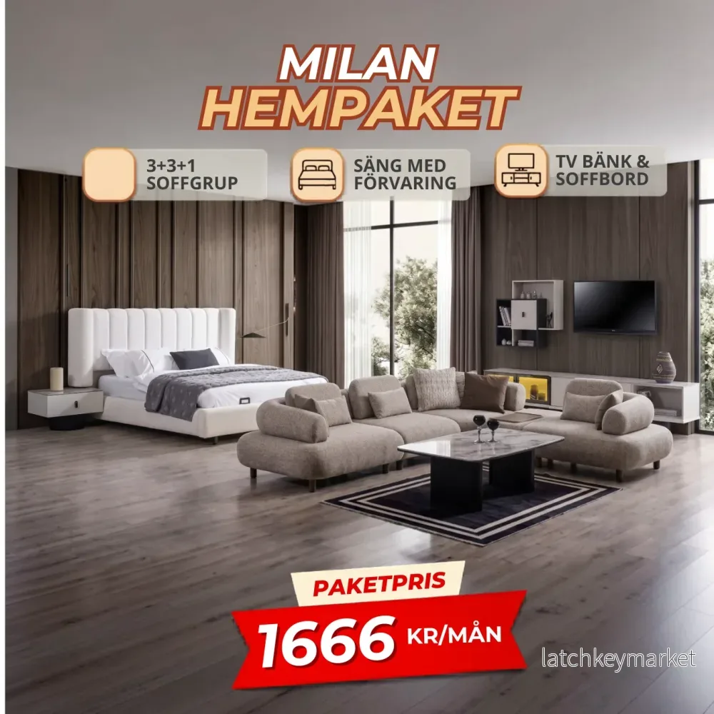 2️⃣6️⃣ MILAN HemPaket (Barcelona-E Hörnsoffa – Barcelona-A TV-Bänk – Barcelona-A Säng med förvaring) 2️⃣6️⃣ MILAN HemPaket (Barcelona-E Hörnsoffa – Barcelona-A TV-Bänk – Barcelona-A Säng med förvaring)