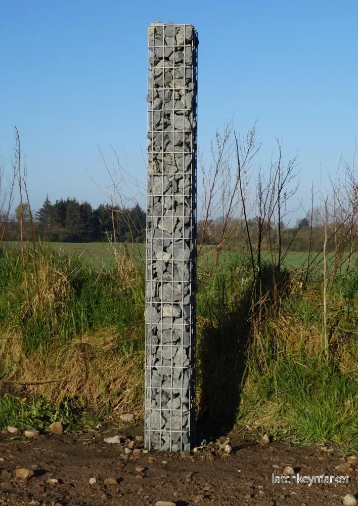 Rektangulär varmförzinkad gabionpelare, 22 cm x 22 cm, 200 cm hög, MW 5 cm x 10 cm - Bild 2