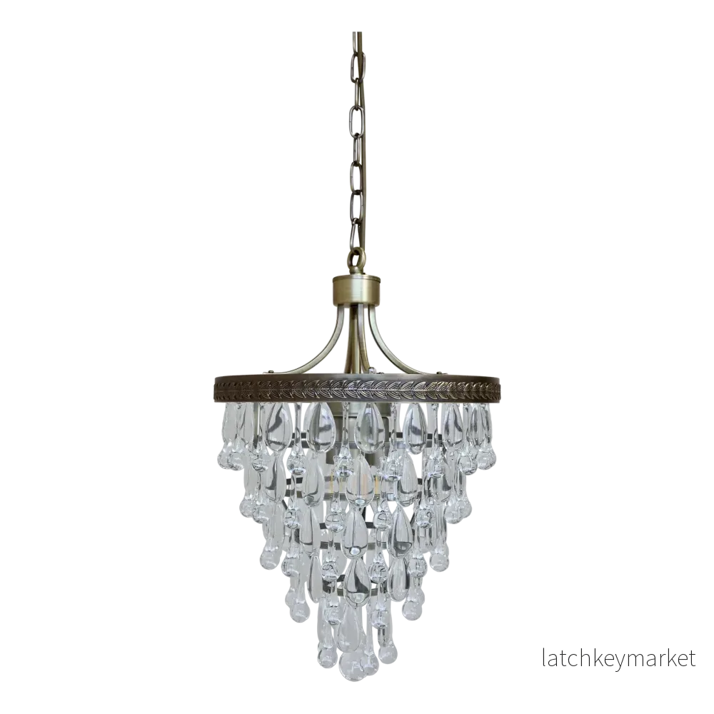 Taklampa Versailles Ljuskrona med droppformade glasprismor H54/Ø35 cm Taklampa Versailles Ljuskrona med droppformade glasprismor H54/Ø35 cm