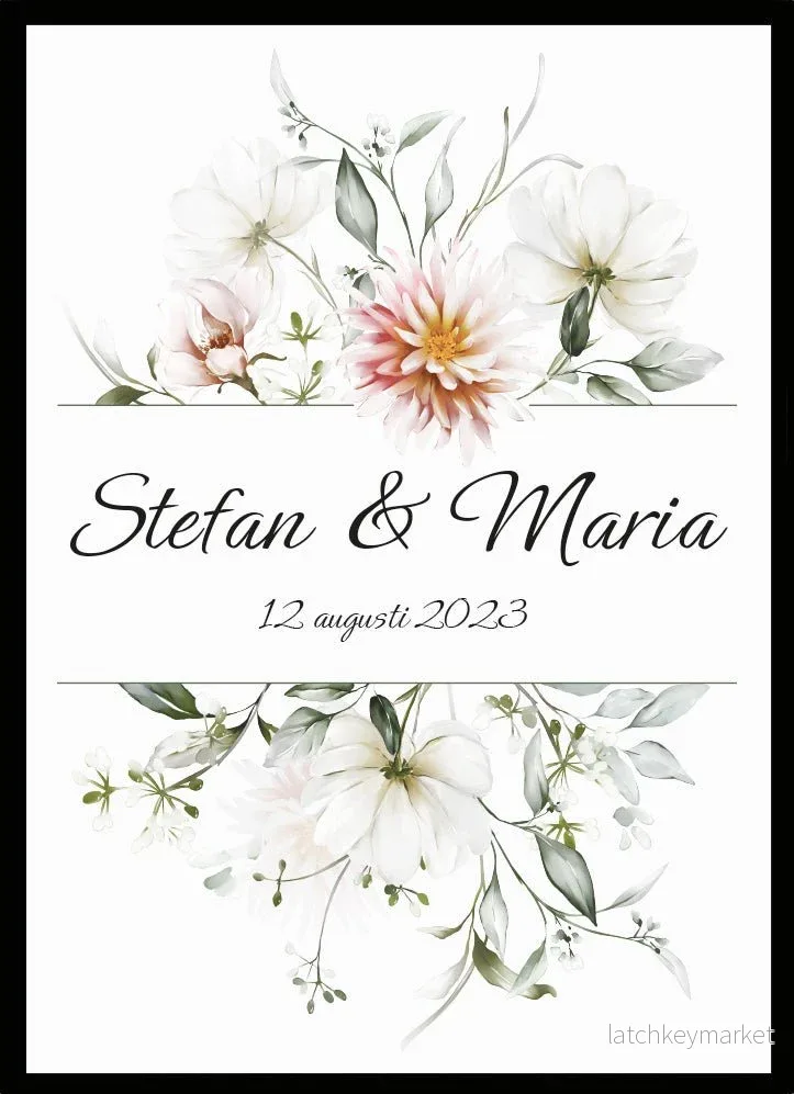 Bröllopstavla Elegant blomster