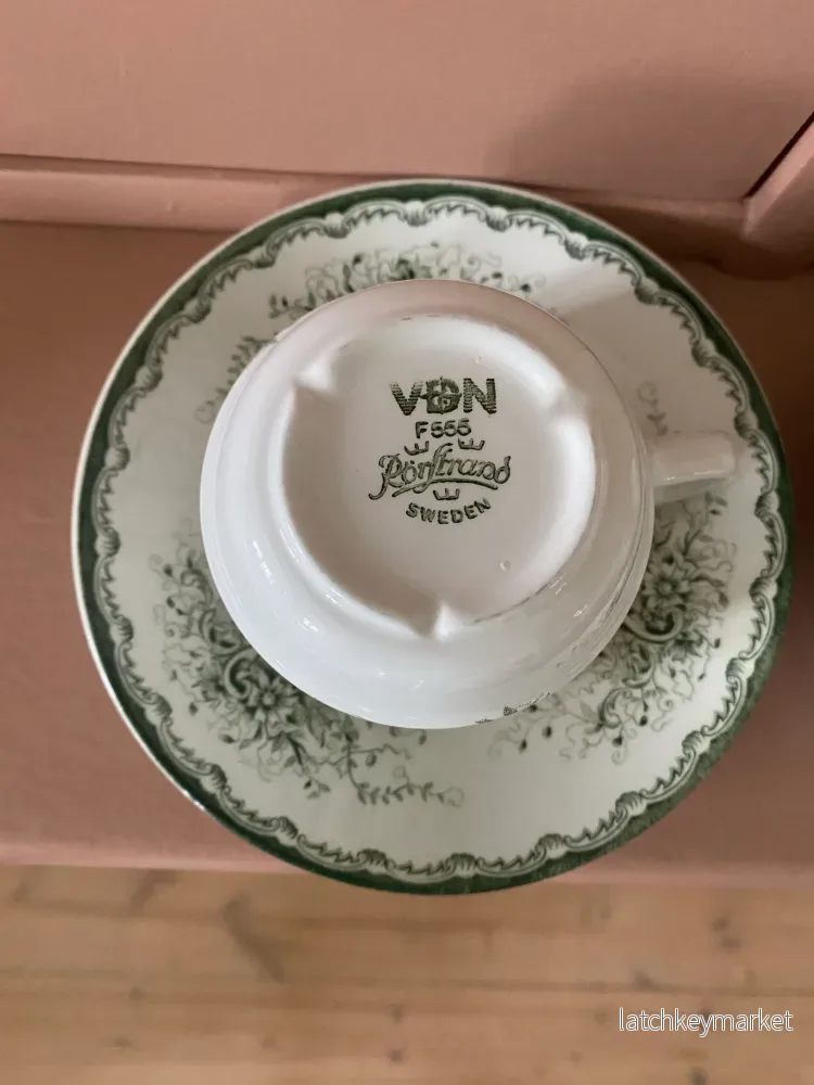 Gröna Anna Rörstrand - 2st kaffekoppar med fat - Bild 3