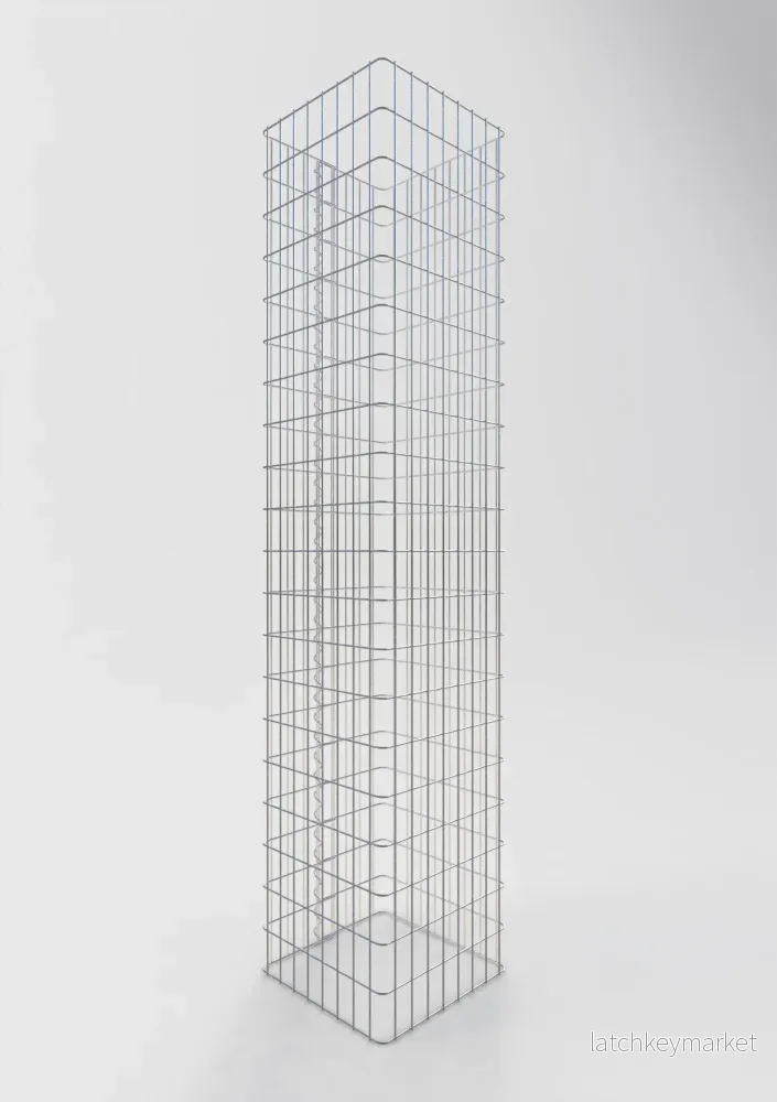 Gabionpelare vinkelformad 42 cm x 42 cm, 200 cm höjd, MW 5 cm x 10 cm - Bild 2