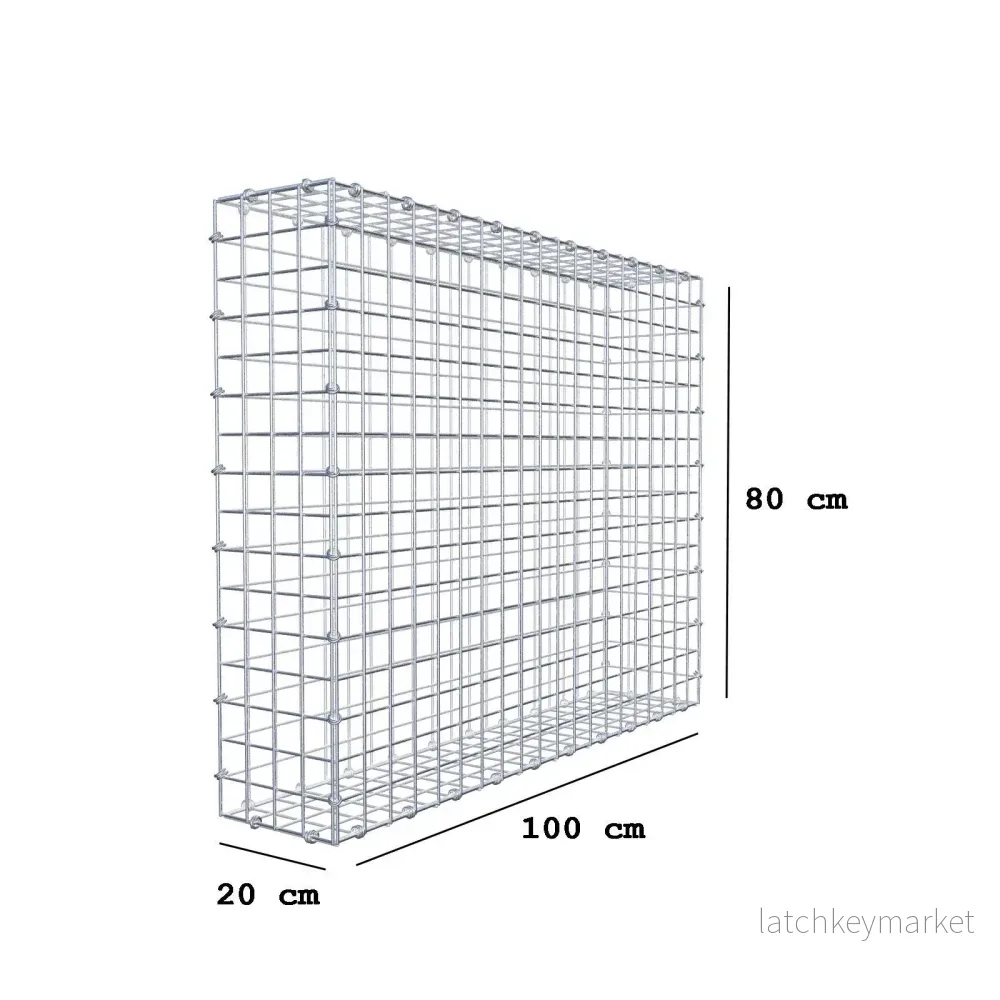 Gabion 100 cm x 80 cm x 20 cm (L x H x D), maskstorlek 5 x 5 cm, spiralring - Bild 2