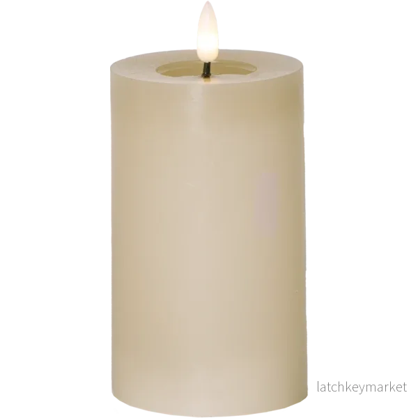 Stearinlys LED Blokklys Flamme Flow Beige 15 cm - Bild 2