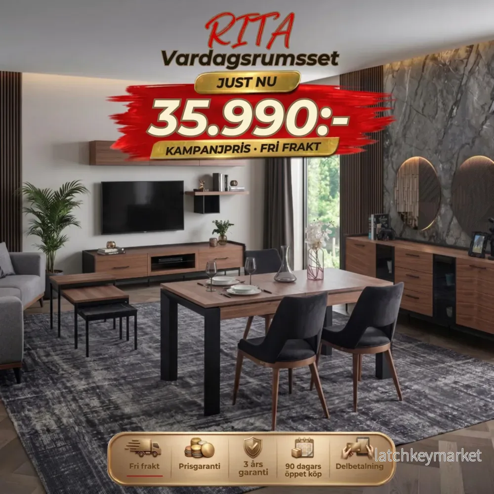 Rita Vardagsrumsset – (Matbord med 6st Stolar-Soffbord-Tv Bänk) Rita Vardagsrumsset – (Matbord med 6st Stolar-Soffbord-Tv Bänk)
