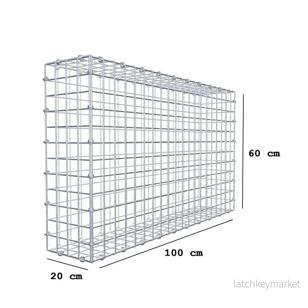 Gabion 100 cm x 60 cm x 20 cm (L x H x D), maskstorlek 5 x 5 cm, spiralring - Bild 2