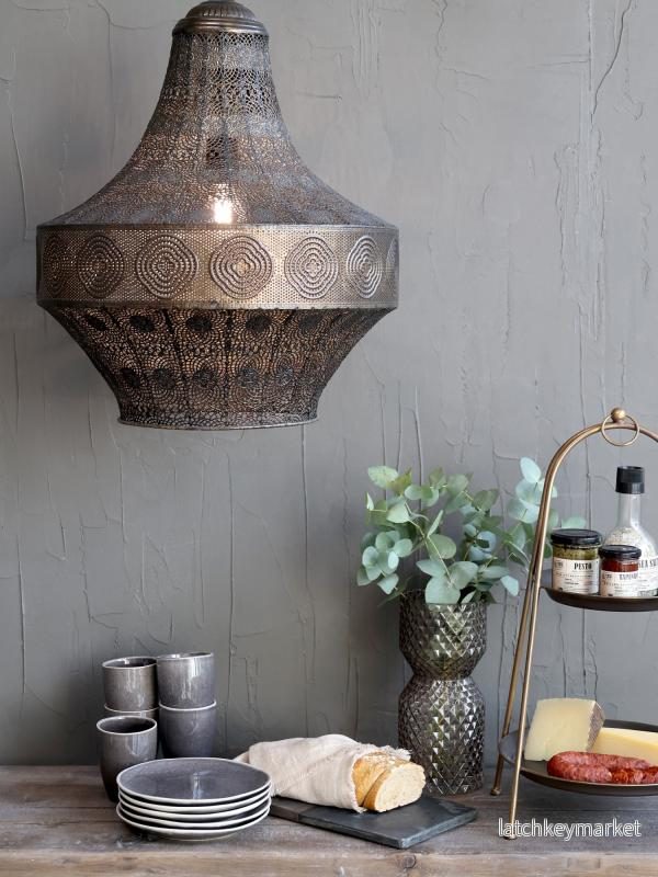 Taklampa gl. m. mönster H60 / Ø46 cm antik brons REA Taklampa gl. m. mönster H60 / Ø46 cm antik brons REA