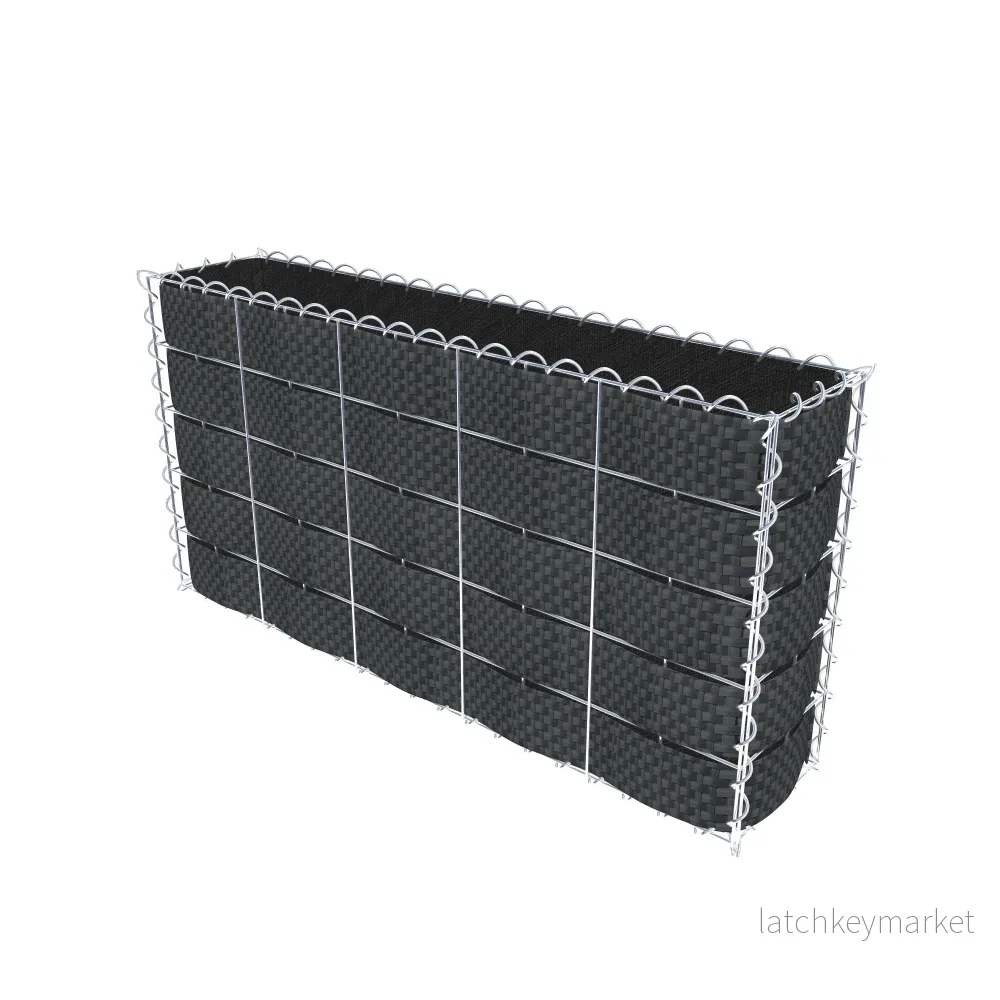 Grön gabion med fleece & insynsskydd 100 cm x 50 cm x 20 cm (L x H x D), maskstorlek 10 cm x 10 cm, spiral - Bild 2