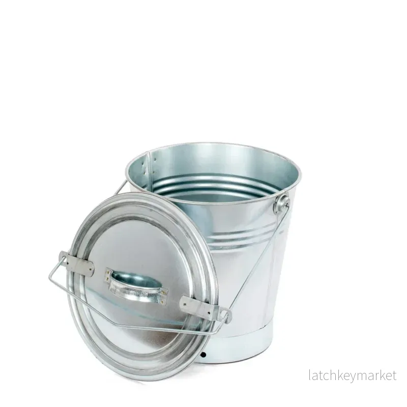 Askhink med lock i zink 10 L