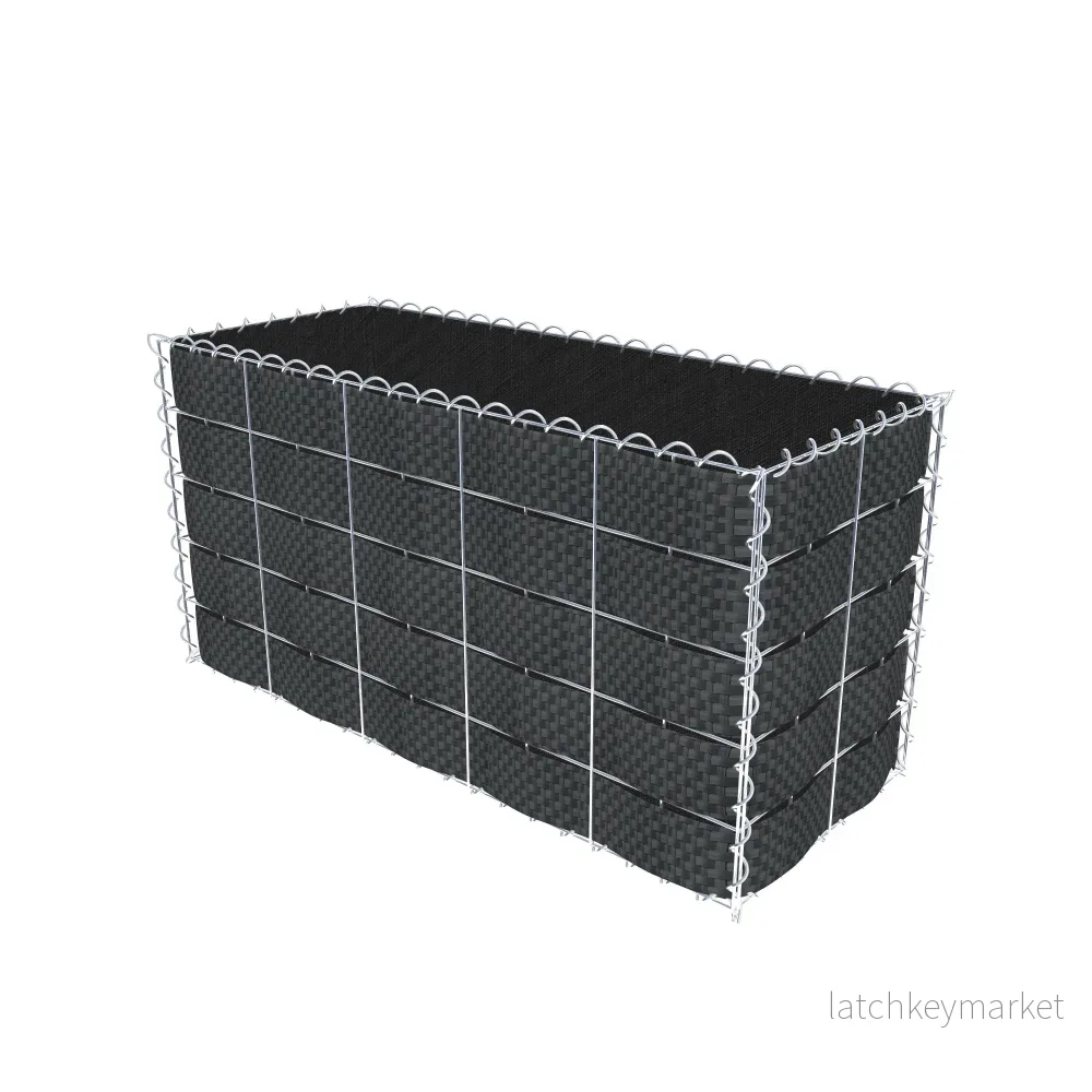 Grön gabion med fleece & insynsskydd 100 cm x 50 cm x 40 cm (L x H x D), maskstorlek 10 cm x 10 cm, spiral - Bild 2