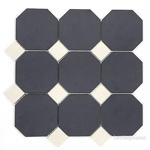 Klinker Victorian octagon svart/vit Klinker Victorian octagon svart/vit