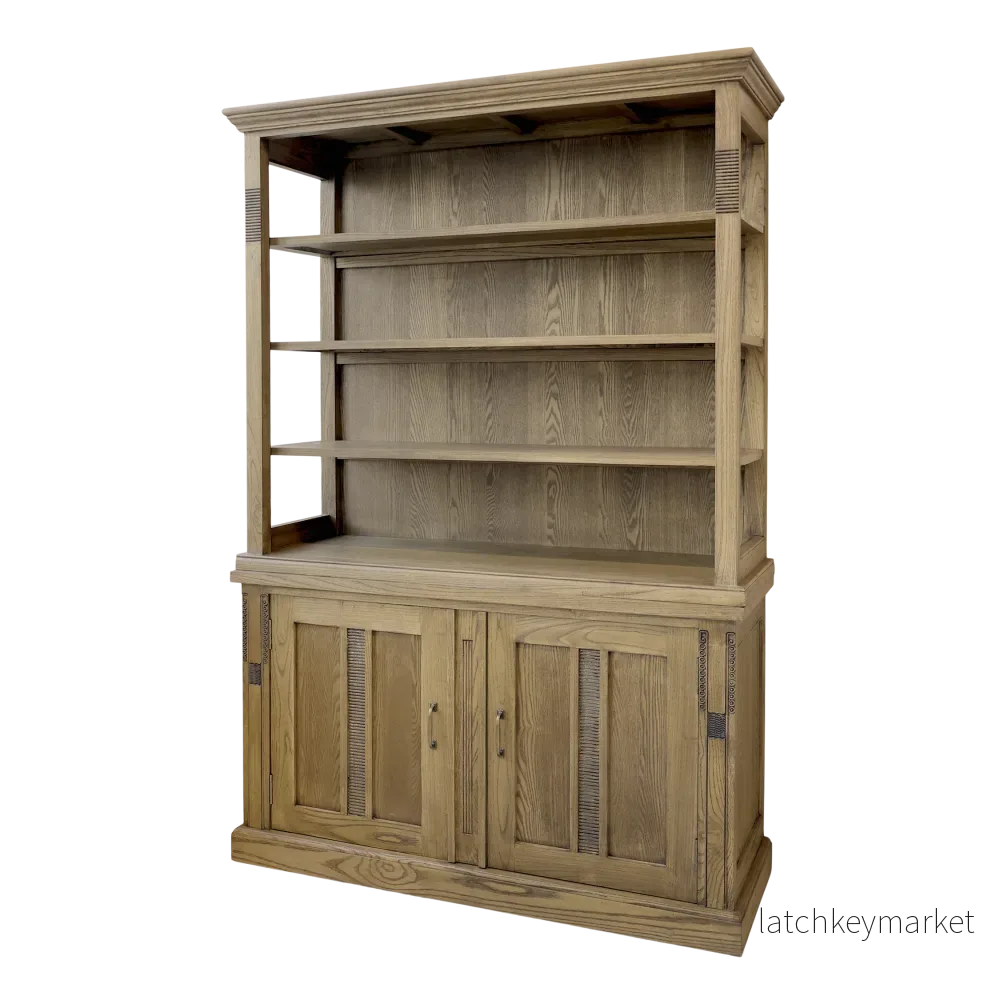 Chic Antique Vitrinskåp Marseille med 4 hyllor och 2 dörrar H196/L135/B45 cm natur Chic Antique Vitrinskåp Marseille med 4 hyllor och 2 dörrar H196/L135/B45 cm natur