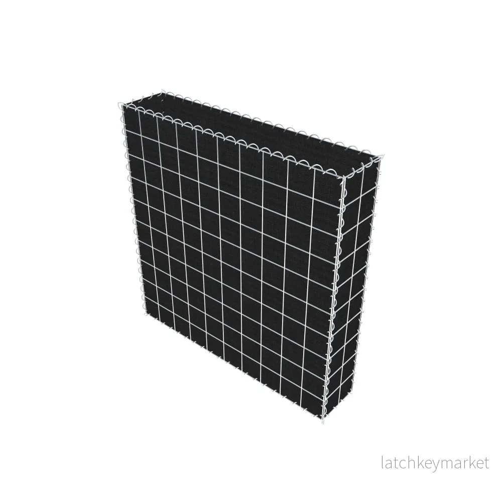 Grön gabion med fleece 100 cm x 100 cm x 20 cm (L x H x D), maskstorlek 10 cm x 10 cm, spiral - Bild 2