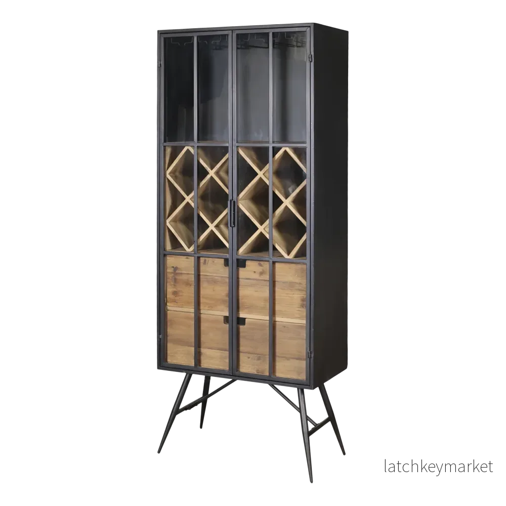 Chic Antique Vitrinskåp med plats för flaskor och glas H170/L65/B36,5 Chic Antique Vitrinskåp med plats för flaskor och glas H170/L65/B36,5