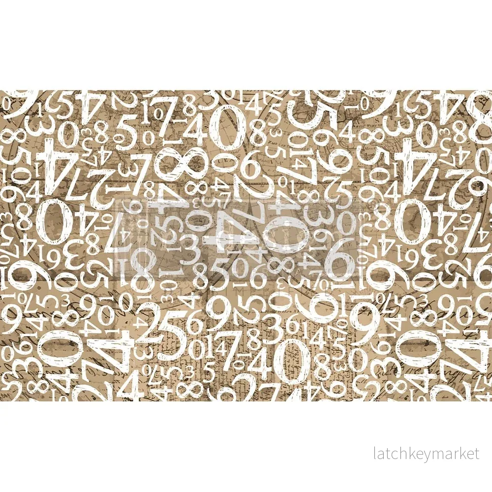 Decoupagepapper tissue paper Engraved Numbers Decoupagepapper tissue paper Engraved Numbers