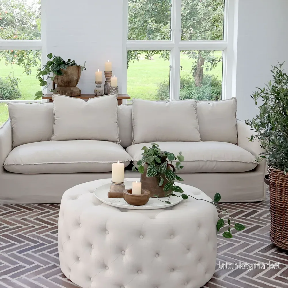 Chic Antique Fåtölj Soffa i lin med 5 kuddar - Bild 2