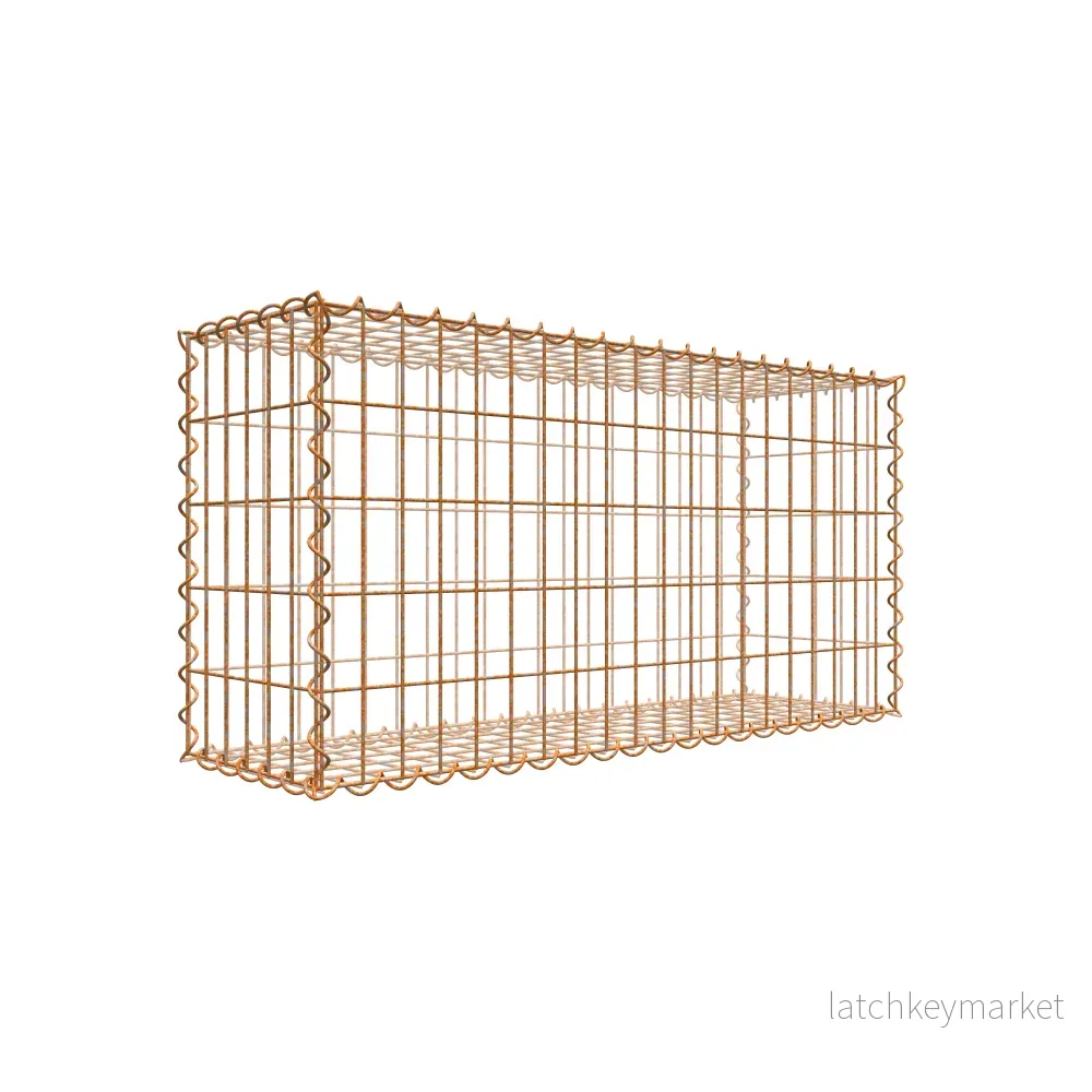 Rostig gabion 100 cm x 50 cm x 30 cm (L x H x D), maskstorlek 5 cm x 10 cm, spiral