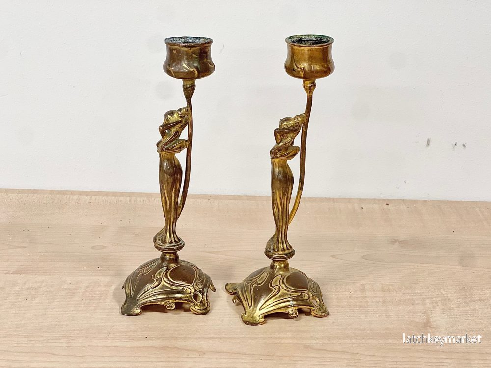 Ljusstakar Mässing Art Nouveau 1900-talets första hälft - Bild 2