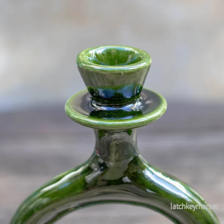 Handmade Moroccan Green Ceramic Candle Holder 20 cm - Bild 2