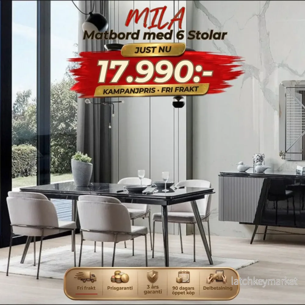 Mila Matbord med 6 Stolar Mila Matbord med 6 Stolar