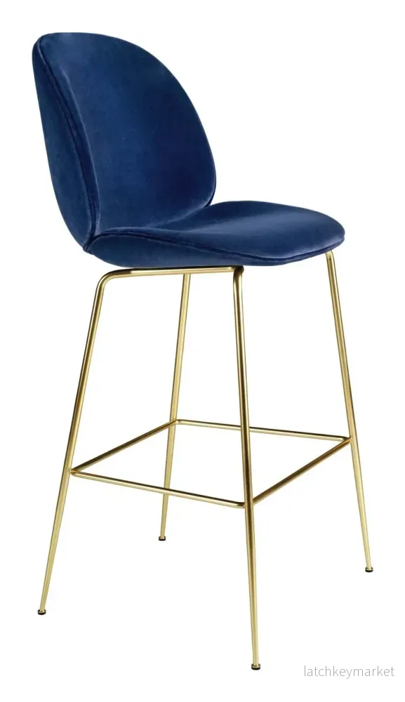 Beetle Bar Chair 75 cm Fully Upholstered Brass Semi Matt Base