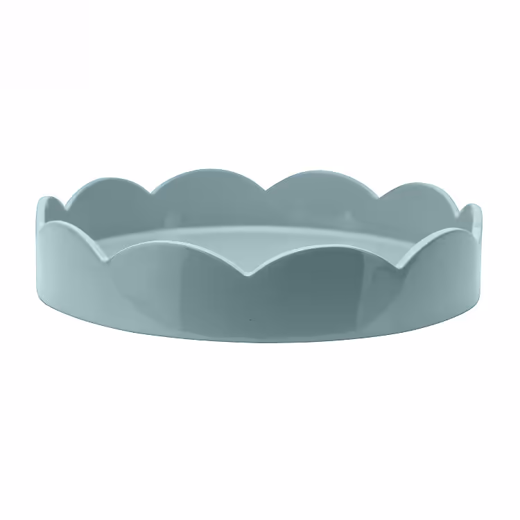 Scalloped Small Round Tray Pale Denim