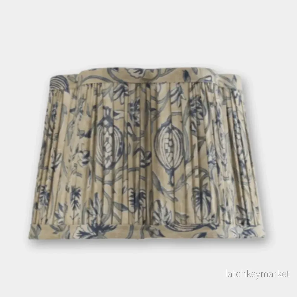 Lampskärm pilgrimsmussla Tangier granatäppletryck beige/blå D25 cm