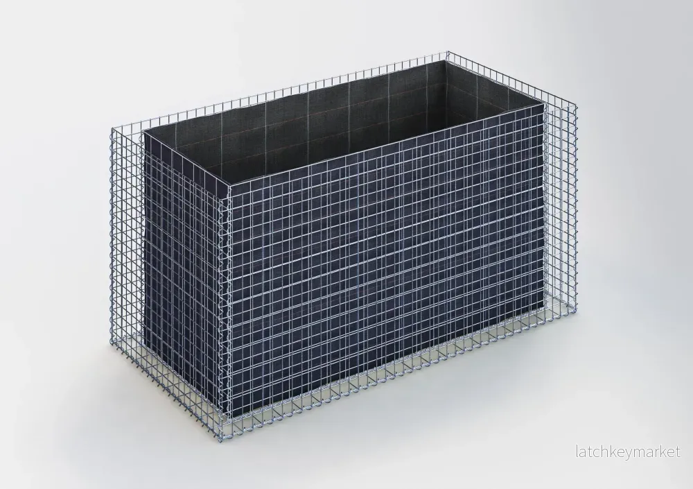 Högbädd, fyrkantig 200 cm x 100 cm x 100 cm (L x H x D), maskstorlek 5 x 5 cm, väggtjocklek 10 cm