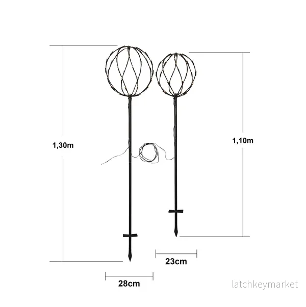 Trädgårdsbelysning DIV. Soldriven set av 2 svarta runda klot 130/110 cm - Bild 3