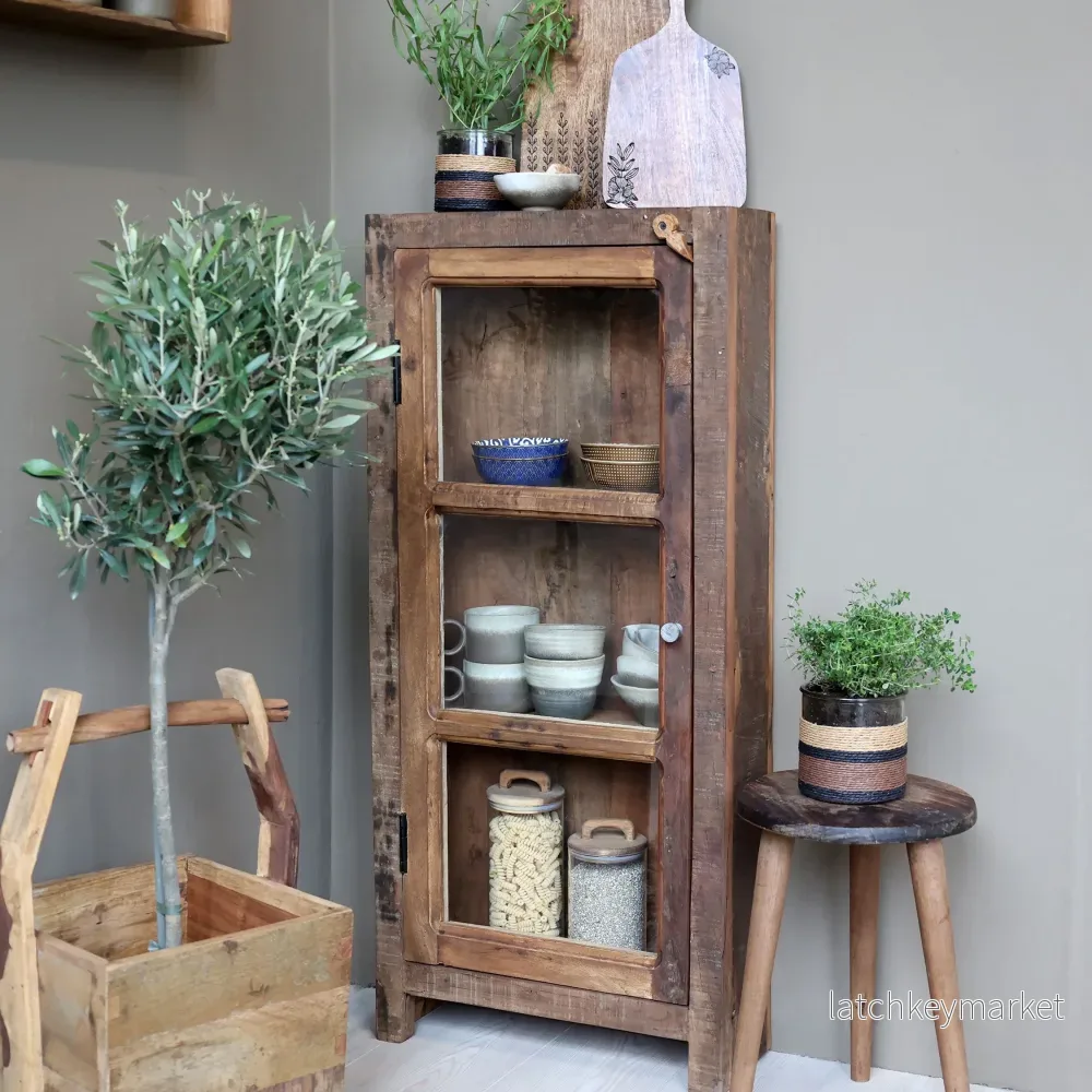 Chic Antique Återvunnet trä Vitrinskåp H105/L47/B18 cm natur - Bild 2