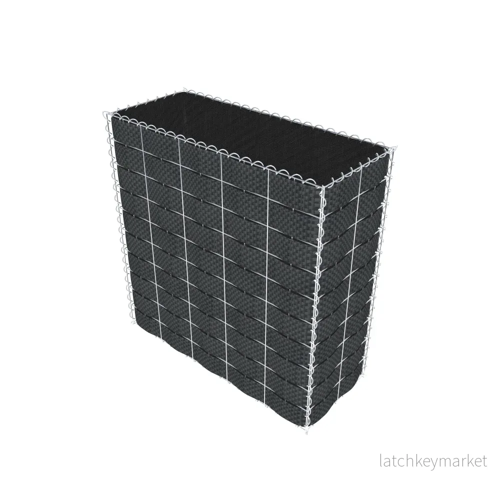 Grön gabion med fleece & insynsskydd 100 cm x 100 cm x 40 cm (L x H x D), maskstorlek 10 cm x 10 cm, spiral - Bild 2