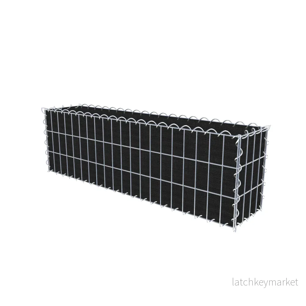 Grön gabion med fleece 100 cm x 30 cm x 20 cm (L x H x D), maskstorlek 5 cm x 10 cm, spiral - Bild 2
