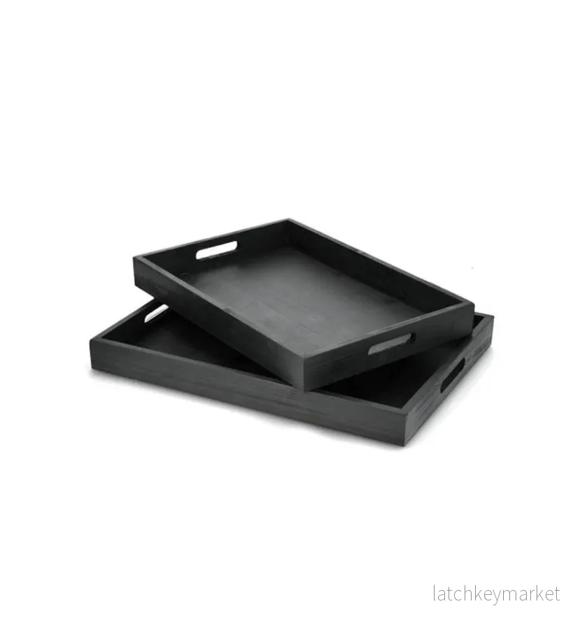Dekorativt Fat Bricka 2-pack 50 cm Svart Dekorativt Fat Bricka 2-pack 50 cm Svart