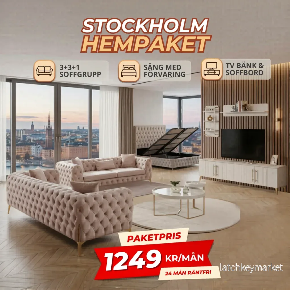 1️⃣ Stockholm HemPaket (Soffgrupp – TV-bänk – Soffbord – Säng med förvaring) 1️⃣ Stockholm HemPaket (Soffgrupp – TV-bänk – Soffbord – Säng med förvaring)