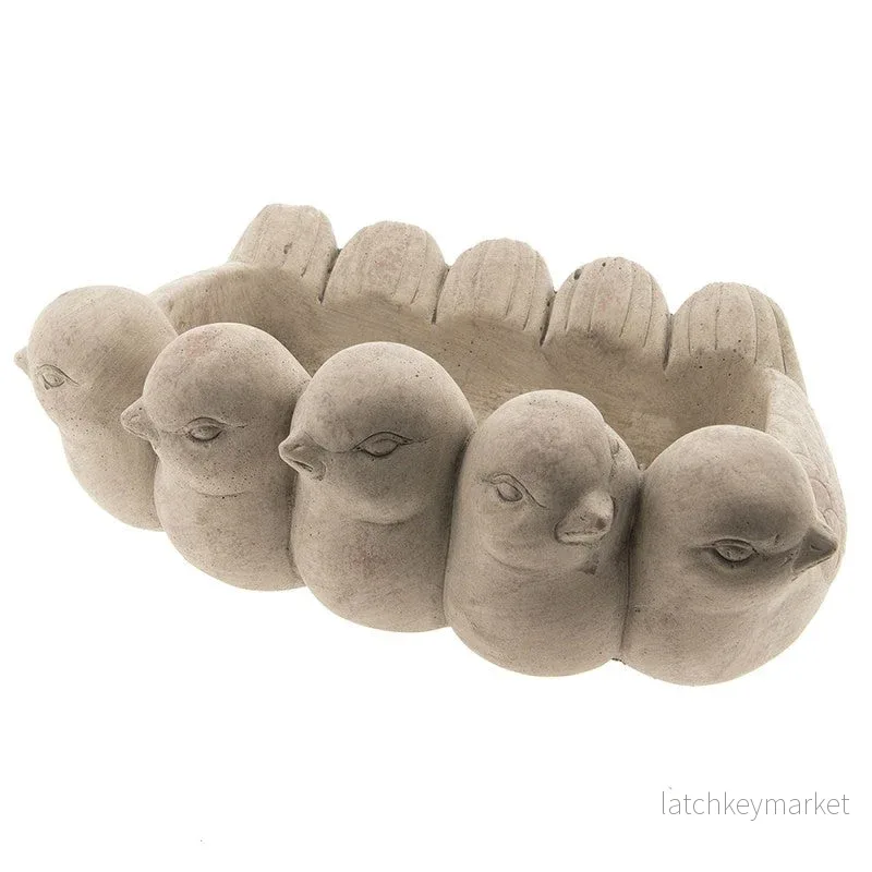 Blomkruka 31x19x11 cm Grå keramik fåglar rektangel REA Blomkruka 31x19x11 cm Grå keramik fåglar rektangel REA