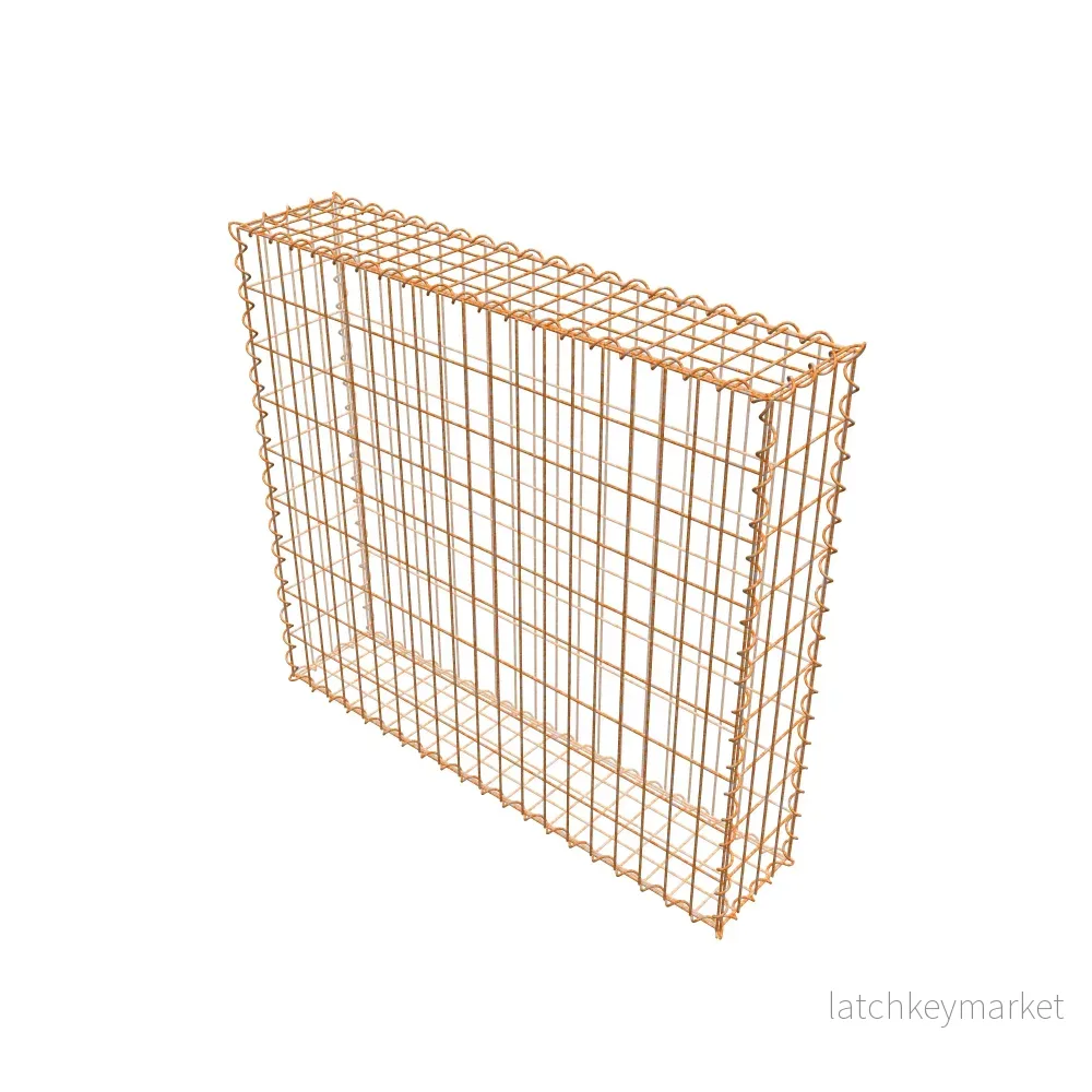 Rostig gabion 100 cm x 90 cm x 20 cm (L x H x D), maskstorlek 5 cm x 10 cm, spiral - Bild 2