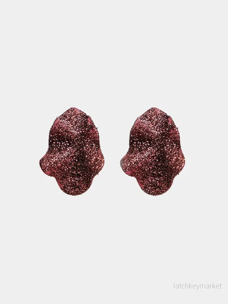 Lip Örhängen, Small, Burgundy Glitter