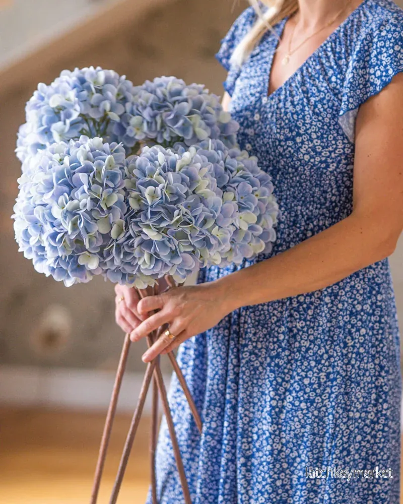 Konstgjord växt Hortensia Blå 3-pack 84 cm - Bild 3