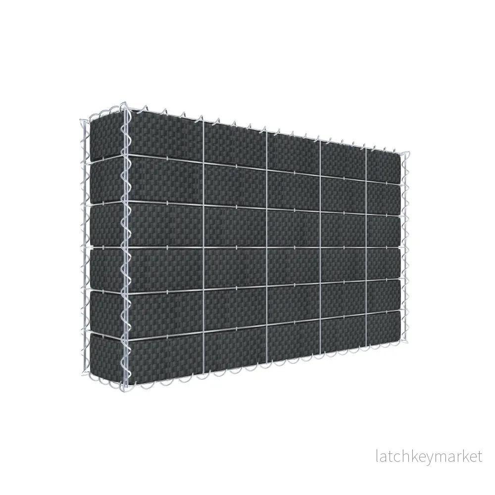 Grön gabion med fleece & insynsskydd 100 cm x 60 cm x 20 cm (L x H x D), maskstorlek 10 cm x 10 cm, spiral Grön gabion med fleece & insynsskydd 100 cm x 60 cm x 20 cm (L x H x D), maskstorlek 10 cm x 10 cm, spiral