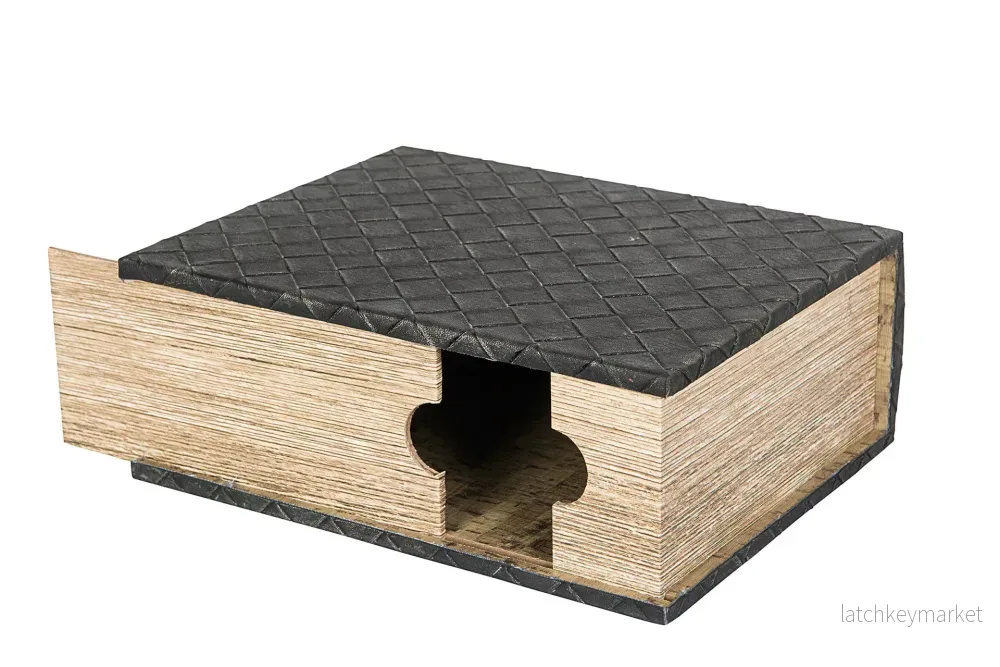 Vinställ Boklåda Vinbox Flätad Läder 30x23x11,5cm HH - Bild 3