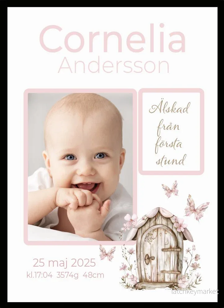 Namntavla Eget foto – fjärilar och blomsterdörr