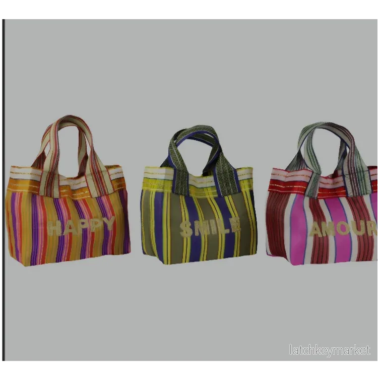 Colorful retro-inspired mesh bag "Written Vibes" - "Amour", "Happy", "Smile" - Bild 2