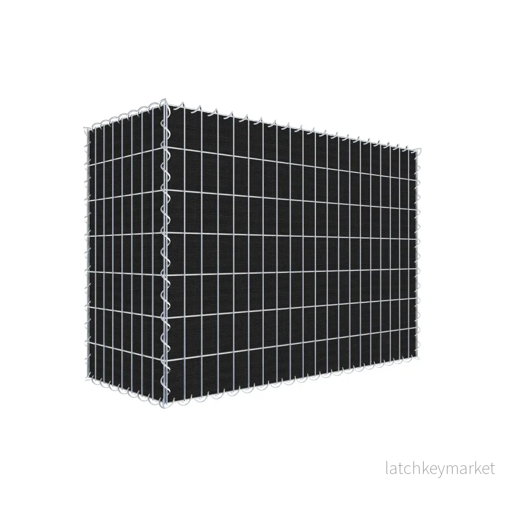 Grön gabion med fleece 100 cm x 70 cm x 40 cm (L x H x D), maskstorlek 5 cm x 10 cm, spiral