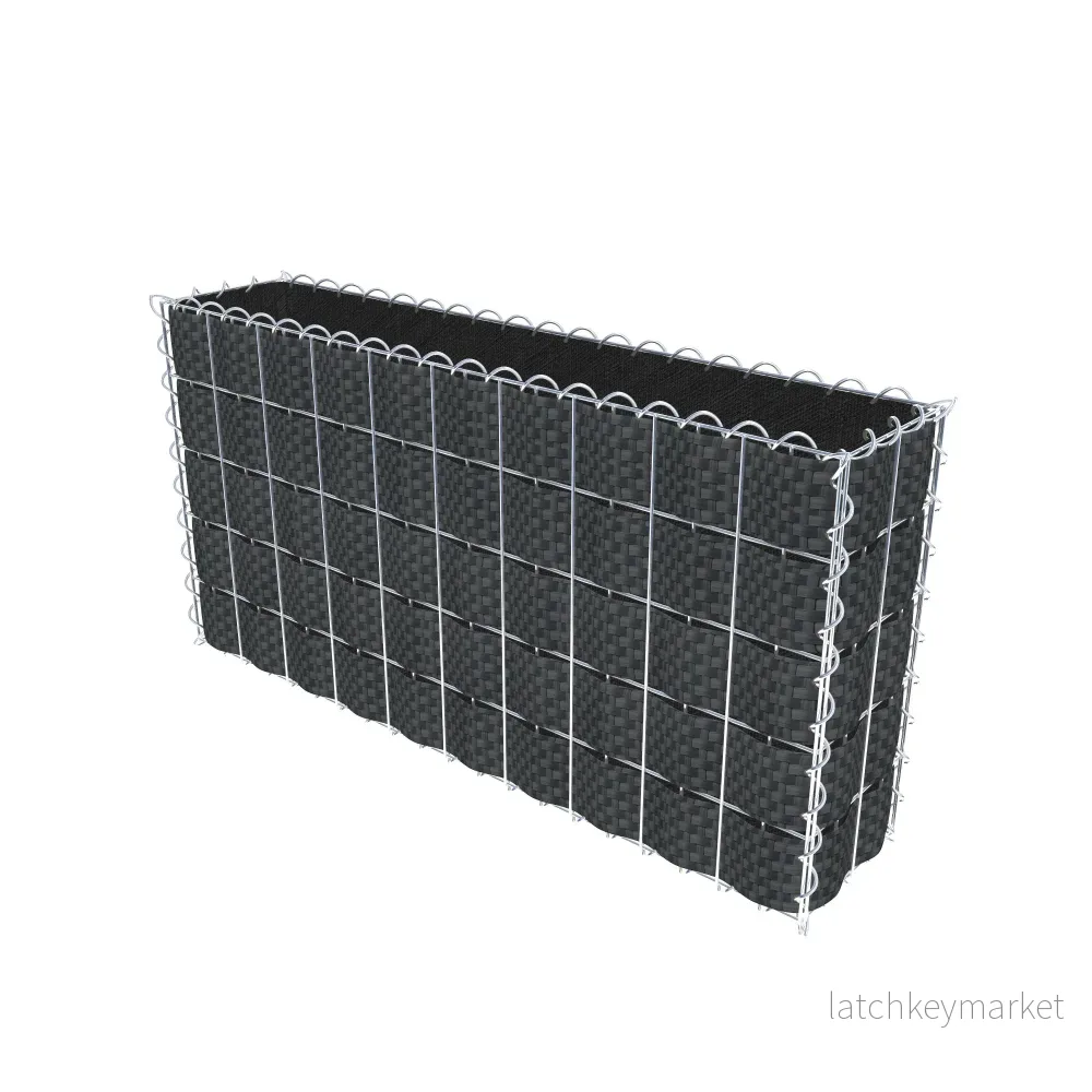Beplanterad gabion med fleece & insynsskydd 100 cm x 50 cm x 20 cm (L x H x D), maskstorlek 5 cm x 10 cm, spiral - Bild 2