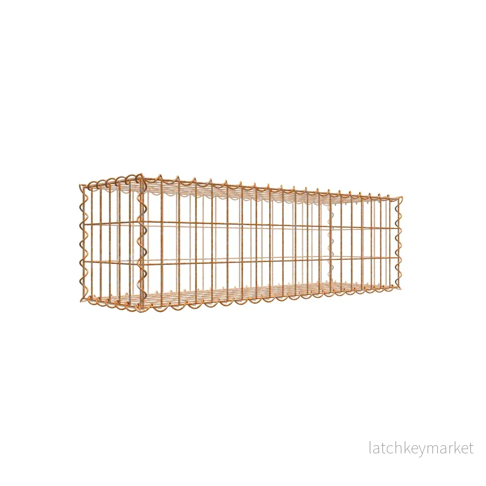 Rostig gabion 100 cm x 30 cm x 30 cm (L x H x D), maskstorlek 5 cm x 10 cm, spiral