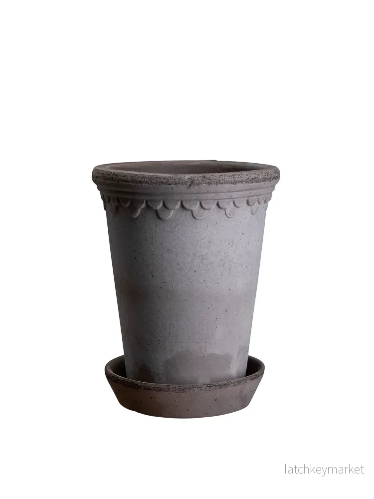Köpenhamn Hög Kruka med Fat, Raw Grey Köpenhamn Hög Kruka med Fat, Raw Grey