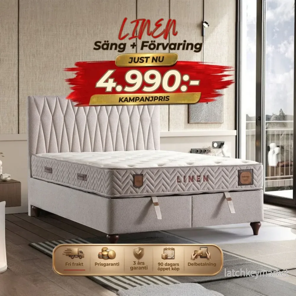 Linen Säng-Huvudgavel-Förvaring Linen Säng-Huvudgavel-Förvaring