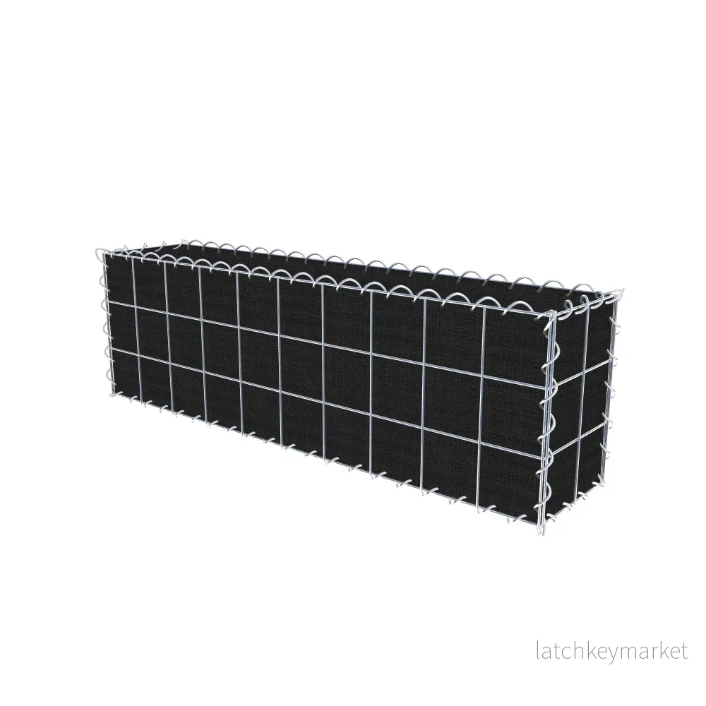Grön gabion med fleece 100 cm x 30 cm x 20 cm (L x H x D), maskstorlek 10 cm x 10 cm, spiral - Bild 2